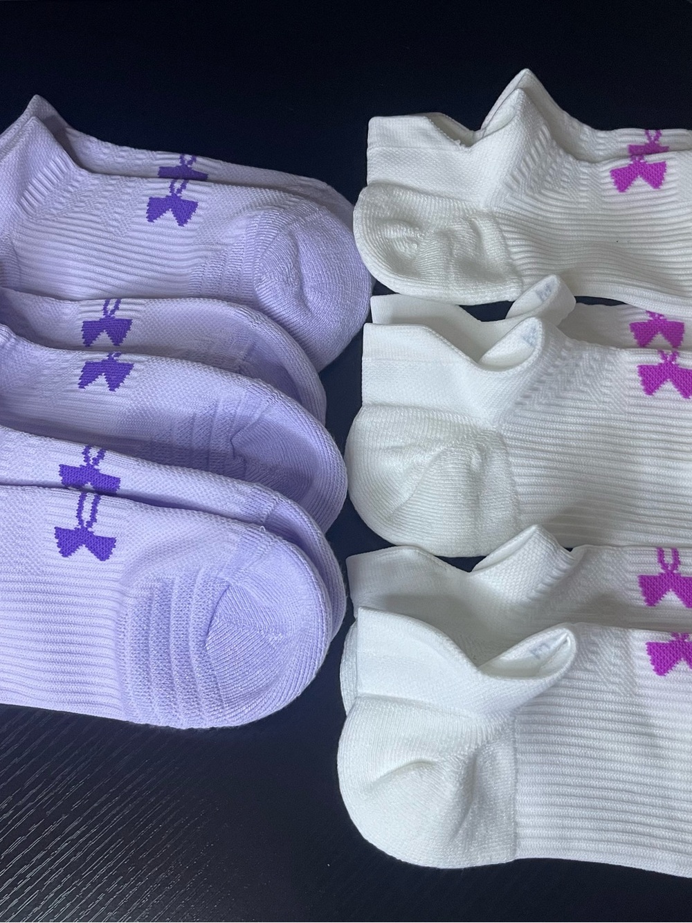 Under Armour Socks - Size Medium Ankle Lavender and White - 6 Pack New
